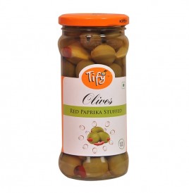 Tify Olives Red Paprika Stuffed   Glass Jar  350 grams